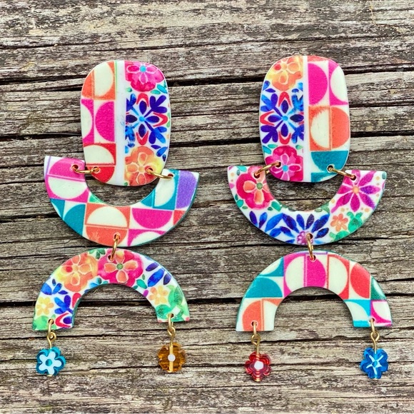 Susie Jewelry - Handcrafted Geometric Dangle Earrings